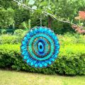 3D Wind Spinner Mandala 10 Inch Evil Eye Stainless Steel Wind Sculpture Blue Hanging Ornament Cut Metal Art for Indoor Outdoor Garden Decoration Amulet for Home and Yard. 