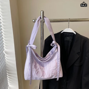 clu 2025 New Shoulder Bag Gentlewoman Letter Embroidery Underarm Bag Simple Nylon Dumpling Bag ulc