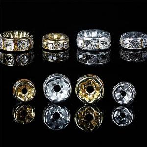 GUCHEN3🦋 100pcs 5 7 10mm rondelle đĩa 316 thép không gỉ pha lê Spacer hạt với Rhinestone cho đồ trang sức làm DIY Vòng đeo tay