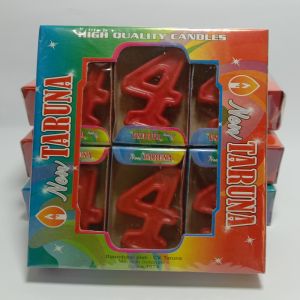 Lilin angka Taruna warna merah/Lilin angka ulang tahun| Per Box isi 12 Pcs