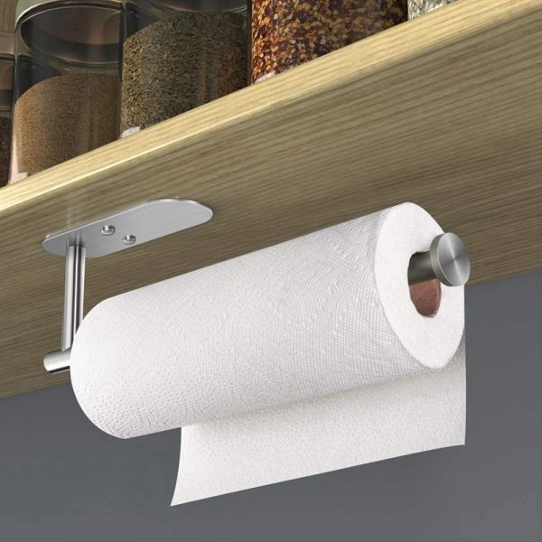 Paper Towel Holder Under Cabinet Self Adhesive Kitchen Countertop Wall ...