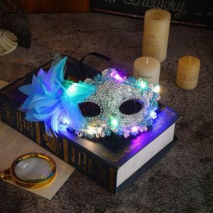 MMLUCK Ren  nạ LED phát sáng Nhựa  nạ nửa   nạ hóa trang Venice Lễ hội Phát sáng  nạ hoa lông vũ Cô Gái