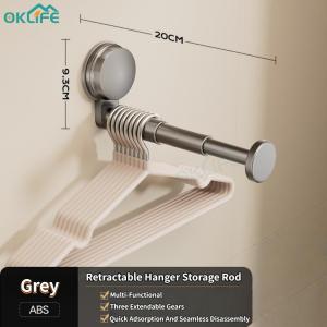 [OKLIFE. SG]Multi-Functional Storage Rack Clothes Rack Suction Retractable Hanger Bathroom Towel Rack