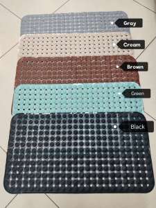 #4 PVC Bathroom Mat Non-Slip Mat with Super Suction Cups Drain Holes Quick-Dry Eco-Friendly Shower Mat