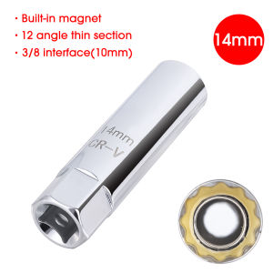 14/16mm Spark Drive Spark Plug Socket 3/8 inch Drive Universal Wrench Tool Remove Wrench Thin Wall Magnetic Removal Tool