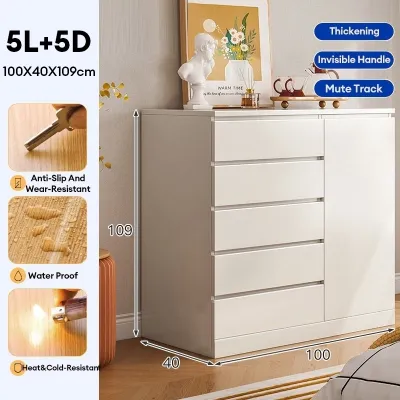 SS Chest Drawer Cabinet For Clothes 3/4/5 Layer Durabox Cabinet Wooden Organizer