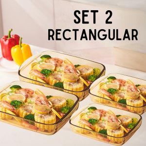 Locaupin Bundle Of 4 Vintage Borosilicate Bakeware Plate Microwave Safe For Mommy Gift Set Party Tray Food Container