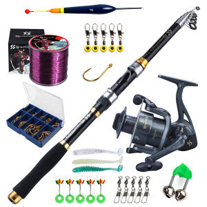 1.8m-2.4m Spinning Rod Glass Fiber Fishing Pole 1000-4000 Fishing Wheel for Saltwater Fishing Reel Pamingwit ng isda Set