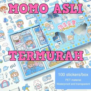 Sticker momo lucu 100 pcs murah 4 warna - stiker viral tik tok 100 lembar anak perempuan