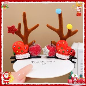 HI MIA Merry Christmas Decor Christmas Hairpin Bowknot Sequin Children Deer Antler Hair Clip Cute Christmas Tree Christmas Hat Headabnd Girls