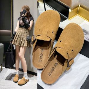 Free Shipping Retro-Style WomenS Summer Outdoor Slippers New Half-Strap CoupleS Model Thick-Soled Closed-Toe Half-Slippers Dirt-Resistant Sandals