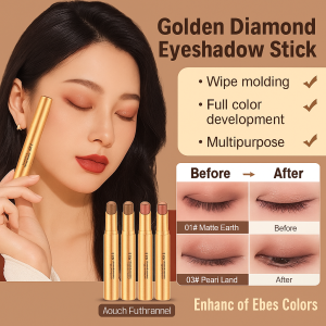 【A Touch of Three Colors】Golden Diamond Three-Color Eyeshadow Stick Gradient Waterproof Long-lasting Three Color Shimmer Eyeshadow Stick