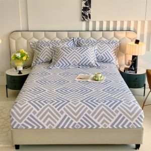 Dansunreve bông cao cấp bedsheet 880tc in hoa Tấm bọc vừa vặn mềm mại thoải mái Khăn trải giường đàn hồi đơn/siêu đơn/Nữ Hoàng/Vua