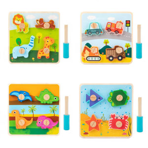 Wooden Puzzles for Toddlers 1-3 Puzzles for Kid DIY Screws Toys Montessori Toy Gifts for 1 2 3 Year Old Girls Boys Shape Puzzles for Kids Age 2-4 STEM Educational Learning Toy