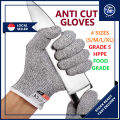 🇸🇬 Anti Cut Resistant Gloves EN388 Grade 5 Food Safe  Protect Hand Finger Tip Thumb Palm Care Home Work Safety Glove Kitchen Workshop Mechanical Carpentry Construction Site Factory Industrial Cutting Protective Equipment Cuts Stab Scratch Protection. 
