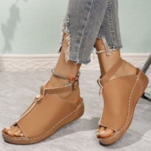 [Free Shipping] 2026 WomenS Wedge Sandals With Velcro Straps Open-Toe Design Thick Soles Height-Increasing Versatile And Trendy