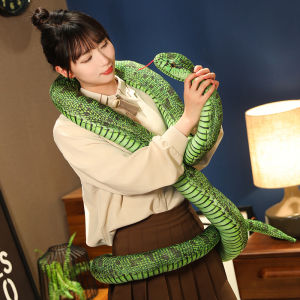 JOJO CASTLE Simulation Giant Size Python Plush Toy Long Snake Yellow Orange Green Python Plush Toy Decorated House Holiday Decoration Trick Props