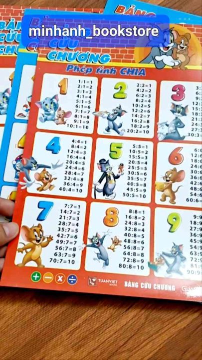 Bảng Cửu Chương Cộng trừ nhân chia 1 tờ 2 mặt giấy cứng đẹp | Lazada.vn