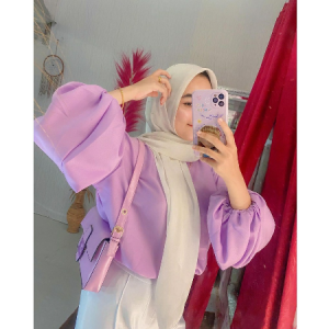 PRETTY STYLES - Atasan Wanita LUNE BLOUSE Lengan Panjang Pakaian Muslim Pakaian Polos Simple Basic Cantik