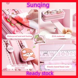 SQ Stationery [Flash Sale] 3D Astronaut Pencil Case Boys Stationery New Popular Student Double-layer Large Capacity Waterproof Pink Rabbit