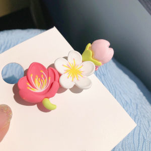 C.three Pink Peach Blossom Hairpin Sweet Girl Fresh Side Clip Hair Accessories