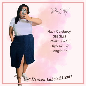 Plus Size Corduroy Slit Skirt