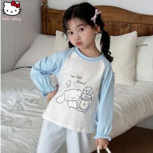 Christmas gifts Halloween Kawaii Kuromi Autumn New Childrens T-Shirt Sanrio Cinnamoroll Anime Melody Cotton Long Sleeves Sweet Fashion Print Tops Gifts