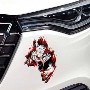 TUO29 Universal Cool Self-adhesive Car Door Truck Car Styling Accessories Wolf Head Car Sticker Car Body Decoration 3D Realistic Sticker Motorcycle Decal