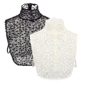 WAPKTY Petal Fake Collar Lace Detachable Lapel False Blouse Cute Black Clothes Accessories Sweater