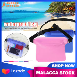 Waterproof Waist Pouch Bag PVC Three-Layer Sealed Mobile Phone Storage Pocket with Adjustable Belt Water Parks Swimming Diving Dry Bag | JUSTGO OUTDOOR