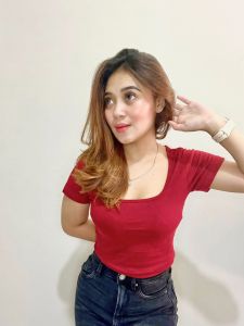 Kaos T-shirt crop top murah / crop top korea leher U Bisa COd