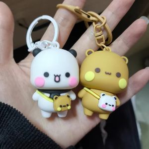 ใหม่2ชิ้นพวงกุญแจตุ๊กตาแพนด้า Bubu และ Yier แพนด้าหมีน่ารักจี้คู่กระเป๋าเป้สะพายหลังพวงกุญแจที่ห้อยมีเสน่ห์ของขวัญวันวาเลนไทน์