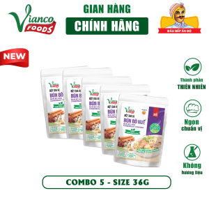 Combo 5 gói gia vị nấu Bún Bò Huế Vianco gói 36g gia vị nêm sẵn chuẩn vị Gia Vị Việt Ấn Vianco