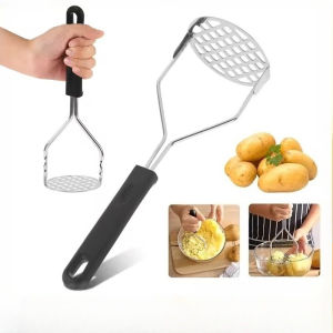 Stainless Steel Potato Masher Professional Masher Kitchen Tool Food Masher Potato Smasher with Silicone Handle