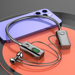 New Smart Digital Display Waterproof Bluetooth Earphone Wireless Noise Cancellation Neck Bluetooth Headset True Wireless Half-in-ear Sports Long Standby Life No Delay Game Headset Sports Bluetooth Earphone