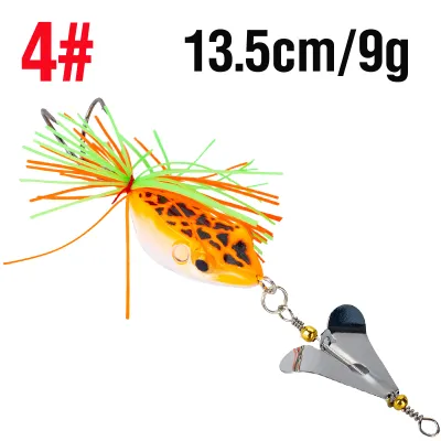 1Pcs Soft Frog Lure 13.5cm/9g Floating Toman Swimbait Spoon 3D Eyes Snakehead Fishing Bait Topwater Casting Lures with Double Hooks