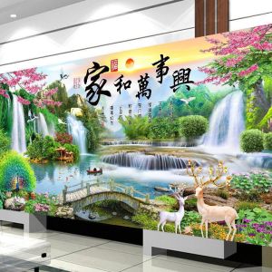 DIY Diamond Painting Full gunung air terjun merak rusa 150x60cm D898