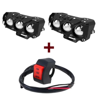 【AOMAITE丨สินค้าใหม่และแท้】ไฟสปอร์ตไลท์ LED 3 ตา มอเตอร์ไซค์ รถยนต์ 12V-24V ไฟสปอร์ตไลท์หน้า ไฟเสริมหน้า แสงขาว-เหลือง สปอร์ตไลท์สว่างมาก ไฟเสริม LED สี่เหลี่ยมระยะไกล 3 ดวง ความสว่างสูง