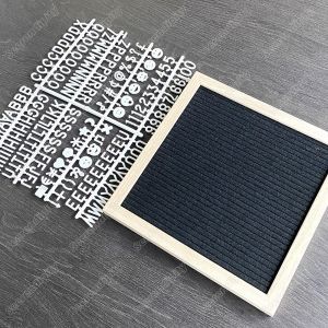 DIY Felt Letter Board Wooden Frame Changeable Symbols Numbers Message Boards for Home Office Shop