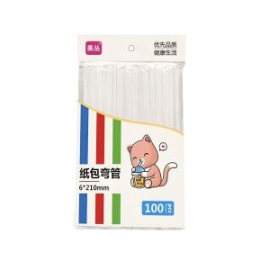 Individually Packaged Long Plastic Transparent Straws Straw 6mm Diameter 21cm Length for Juice Cola & Soy Milk with Bending Ends 100 Count