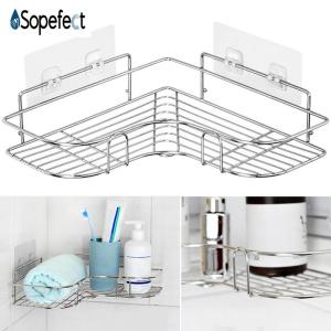 【ready stock】Sopefect Bathroom Corner Shower Rack Stainless Steel Triangular Shampoo Soap Storage Shelves