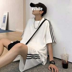 [COD]Setelan Celana Pendek Musim Panas Pria Pakaian Olahraga Kasual /kain waffle/baju one set/ Kaos Round Neck & Celana Pendek Pria/ oversized korean style/Set Celana Pendek Lengan Pendek |set couple pasangan kekinian promo M-3XL