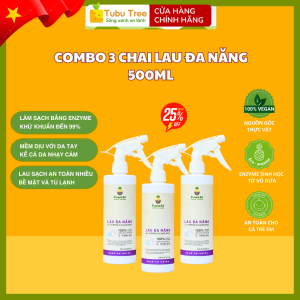 Combo 3 chai Nước lau đa năng Fuwa3e 500ml hương nhu enzyme sinh học từ dứa dùng cho nhiều bề mặt