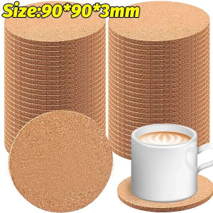Dizoey 1/50PCS Cork Coasters Round Square Absorbent Heat Resistant Coaster Reusable Drinks Coffee Cup Non-slip Mats for Home Office Bar