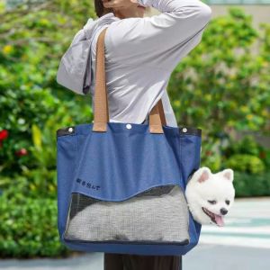 FXUP Mở bên hông Túi đựng thú cưng Lưới thoáng khí có hỗ trợ đáy Túi đựng mèo Nhẹ Túi đeo vai cho thú cưng Mèo con chó con thỏ con.