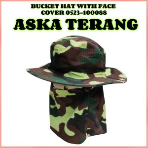 BUCKET HAT WITH FACECOVER TOPI MANCING PANCING TUTUP MUKA TOPI KERJA PANAS CAP FISHING TOPI ASKAR READY STOCK
