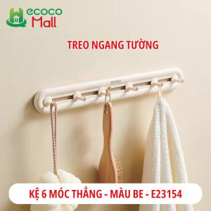 Thanh treo 3 móc và 6 móc cong chịu lực ECOCO cao cấp không khoan tường thế hệ mới Móc đa năng di chuyển thông minh