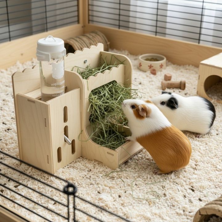 SHUSHABA Detachable Rabbit Hay Feeder 2 in 1 Bite Resistant Rabbit Food ...