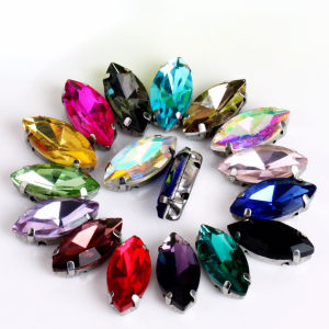 50pcs 6*12mm 7*15mm Horse Eyes Navette Crystal Sew On Silver Bottom Rhinestone for Garment Decoration