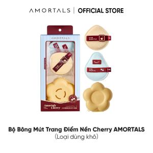 [BD] Bông Mút Trang Điểm Amortals Cherry 2 Series – Bề Mặt Nhung Mịn Đàn Hồi Tán Nền Nhanh Không Hút Kem Kèm Hộp Hoa